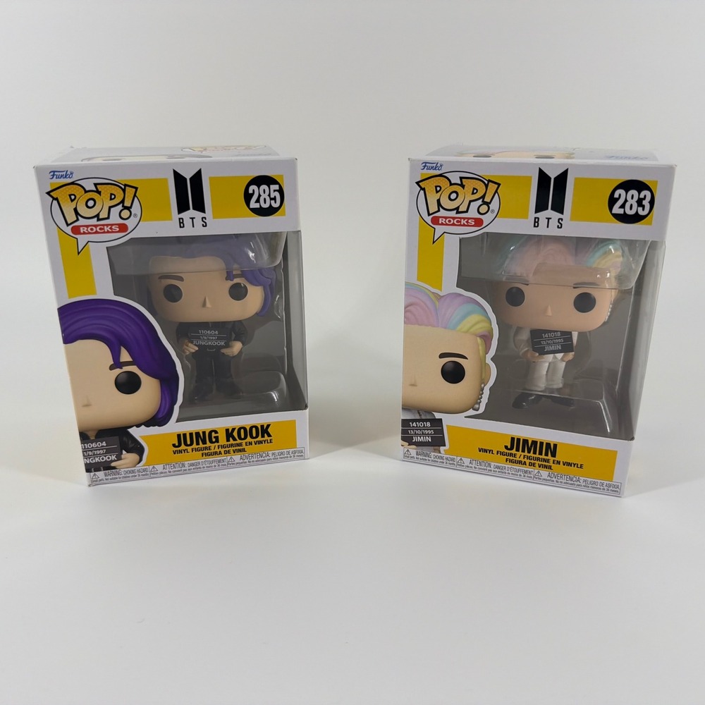 Funko Pop Rocks BTS Butter Jung Kook 285 & Jimin 283 Vinyl Figure Set Bundle